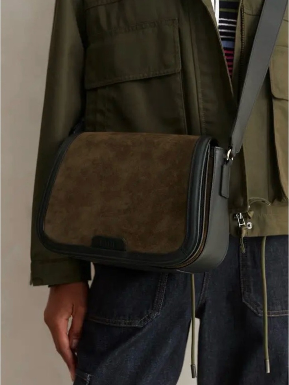 Brown Suede Crossbody Bag by